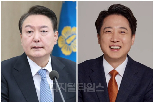 윤석열 대통령(왼쪽)과 이준석 개혁신당 경기 화성을 당선인. <디지털타임스 DB, 대통령실 제공>